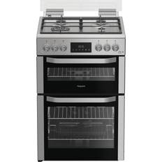 Hotpoint 60cm Double Oven Gas Cooker With Glass Lid