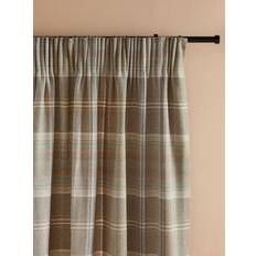 NEXT Green Natural Brushed Check Pencil Curtains