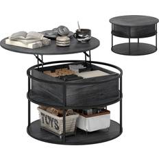 Homcom Grey Coffee Tables Homcom Lift Top Round With Hidden Storage Coffee Table