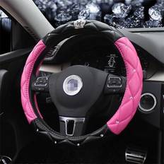 Steering Wheel Cover Kikidex Bling Crown Leather Steeling Wheel Cover