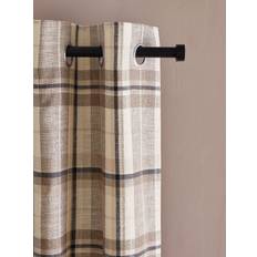 NEXT Natural Linen Look Check Eyelet Curtains