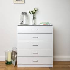White 5 Drawers With Anti Bowing Support