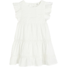 H&M Mädchen Volantkleid mit Spitzendetails Weiß 92 1½-2Y