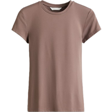 H&M Fitted Microfibre T-shirt - Dusty Brown