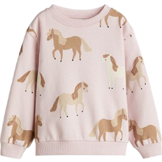 H&M Printed Brushed Inside Sweatshirt - Light Pink/Horses (1305880002)
