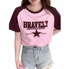 Contrast Raglan Sleeve Letter Graphic Tee
