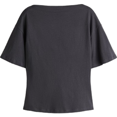 Boat Neck Tops H&M Boat-Neck Cotton Top - Dark Grey