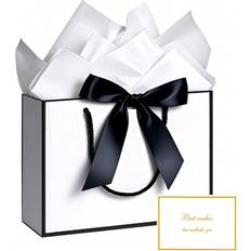 Shein 1/2/3sets, Large Paper Gift Bags - Comes With Tissue Paper And Greeting Cards White