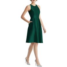Alfred Sung Jewel Neck Satin Cocktail Dress - Green