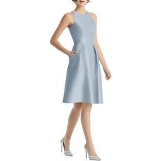 Alfred Sung Jewel Neck Satin Cocktail Dress - Blue