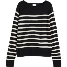 Knitted Sweaters - Women Jumpers H&M Fine Knit Jumper - Black/Striped