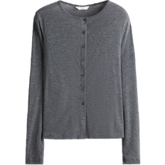 H&M Fine Knit Button Front Top - Grey Marl
