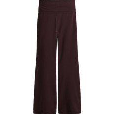 H&M Foldover Waist Cotton Trousers - Burgundy