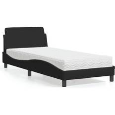 vidaXL Säng Med Madrass Svart 90x190 cm Sängram 90x190cm