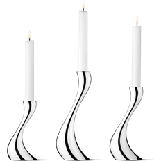 Inredningsdetaljer Georg Jensen Cobra Shiny Steel Ljusstake 24cm 3st
