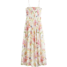 H&M Smocked Bodice Strappy Dress - Cream/Floral