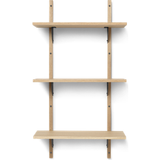 ferm LIVING Sector Natural Oak/Black Brass Wall Shelf 54cm