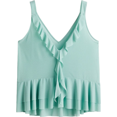 H&M Flounced Sleeveless Top - Light Turquoise
