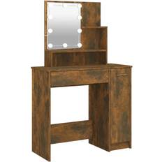 vidaXL with LED Smoked Oak Dressing Table 35x86.5cm