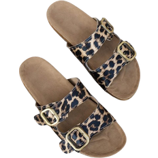 Shein WRCVS Black Leopard Print Flat Sandals For Women - Multicolor