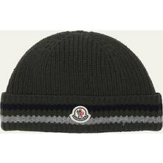 Wool Accessories Moncler Enfant Virgin Wool Logo Beanie Hat - Gray
