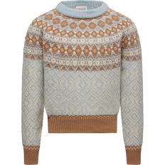 Solid Colours Knitted Sweaters Children's Clothing Moncler Bouclé Wool Blend Jumper Fair Isle Wool Knit Sweater - Blue