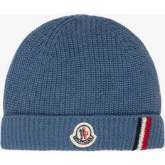 Wool Beanies Children's Clothing Moncler Tricolour-Trimmed Wool Beanie Hat - Blue