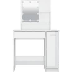 Træ Toiletborde vidaXL with LED High Gloss White Dressing Table 35x86.5cm