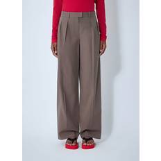 Double Pleated Straight-Leg Cotton Pants - Taupe