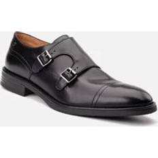 Monks Base Taper Leather Men's Black Double Shoes