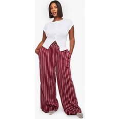Boohoo Trousers boohoo Plus Pinstripe Wide Leg Trouser - Red