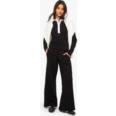 boohoo Contrast Binding Henley Button Down Top Trouser Co Ord - Black