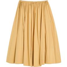 GOTS (Global Organic Textile Standard) Skirts By Malene Birger Pheo Ruched A-Line Organic Cotton Midi Skirt - Light Camel