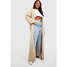 Cardigans boohoo Plus Knitted Oversized Maxi Cardigan - Beige