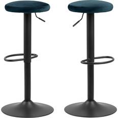 Blåa - Sammet Barstolar Act Nordic Finch Navy Blue Bar Stool 82cm 2pcs