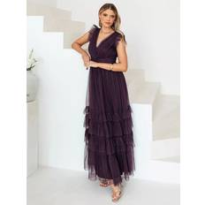 Purple Clothing Anaya With Love V-Neck Ruffle Maxi Dress - Purple