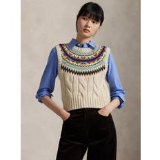 Polo Ralph Lauren Dame Veste Polo Ralph Lauren Wool Blend Cable Knit Sweater Vest - Beige