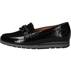 Rubber Loafers Gabor Bea Wide Fit Patent Leather Wedge Loafers - Black