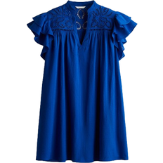 H&M Klar Blå Kjole Med Flæseærmer Og Broderie Anglaise