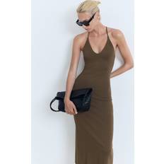 Mango Mididress With Back Neckline Dam Maxiklänningar - Beige/Khaki
