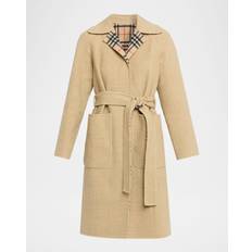 Beige Coats Burberry Reversible Wool Wrap Coat - Sand Beige