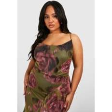Green Shapewear & Under Garments boohoo Plus Abstract Floral Mesh Cowl Bodysuit - Green