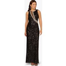 Long Dresses - Sequins Aidan Mattox Sleeveless Asymmetrical Illusion Sequin Gown - Black