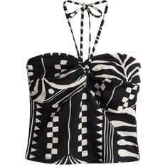 H&M Short Halter Neck Top - Black/Patterned