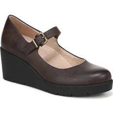 Mary Jane Wedge Shoes 7.0W Round Toe - Chocolate Brown