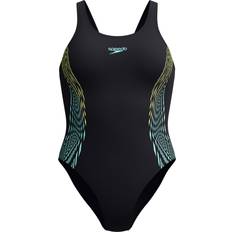 Gul Badedragter Speedo Placement Muscleback Swimsuit - Black/Yellow