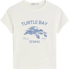 Bershka T-shirts Bershka Naturvit T-shirt Med Korta Ärmar Och Tryck - Vit
