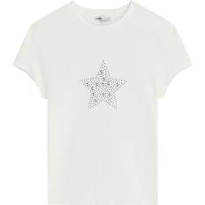 Silver T-shirts Bershka Short Sleeve T-Shirt With Studs - White