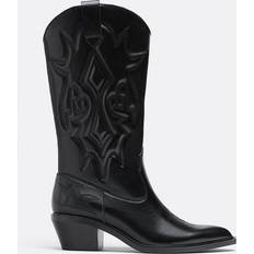 Dam - Skum Höga stövlar Stradivarius Cowboy Boots Med Klack - Svart
