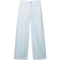 Randiga Jeans Pull&Bear Blårandiga Jeans Med Raka Ben - Blå Denim Naturvit